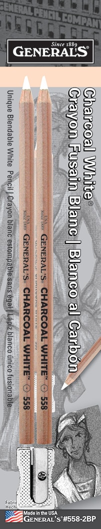 General's White Charcoal Pencil 2pk