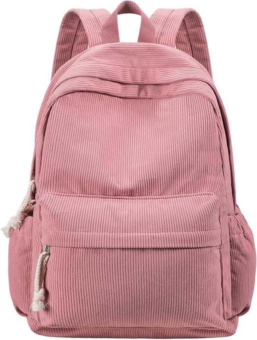 Unineovo Pink Corduroy Backpack