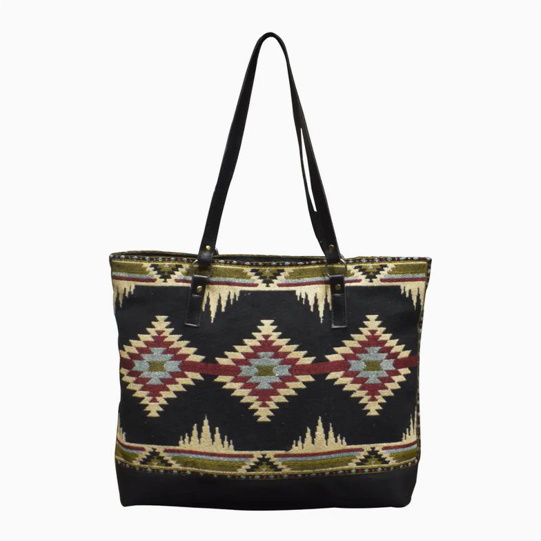 Black Aztec Southwest Jacquard Tote Bag