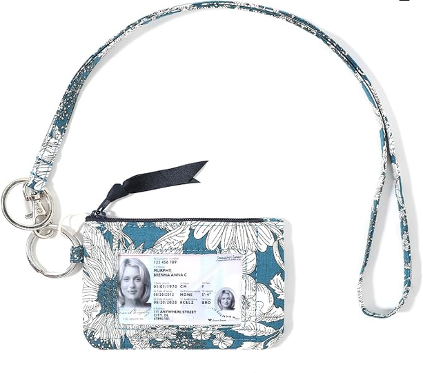 Wonderful Flower Cotton ID Holder with Lanyard