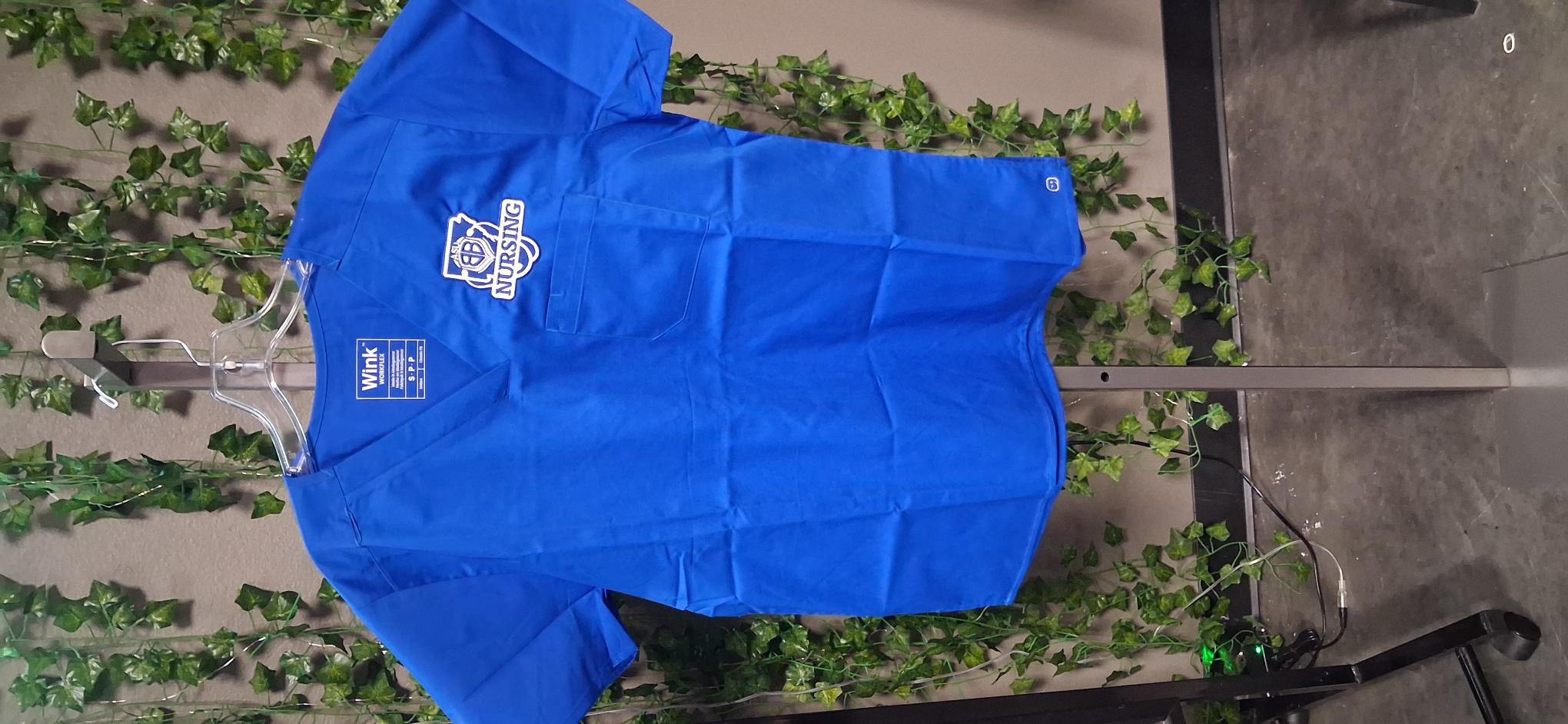 ASUB RN Program Embroidered Unisex Royal Blue V-Neck Scrub Top