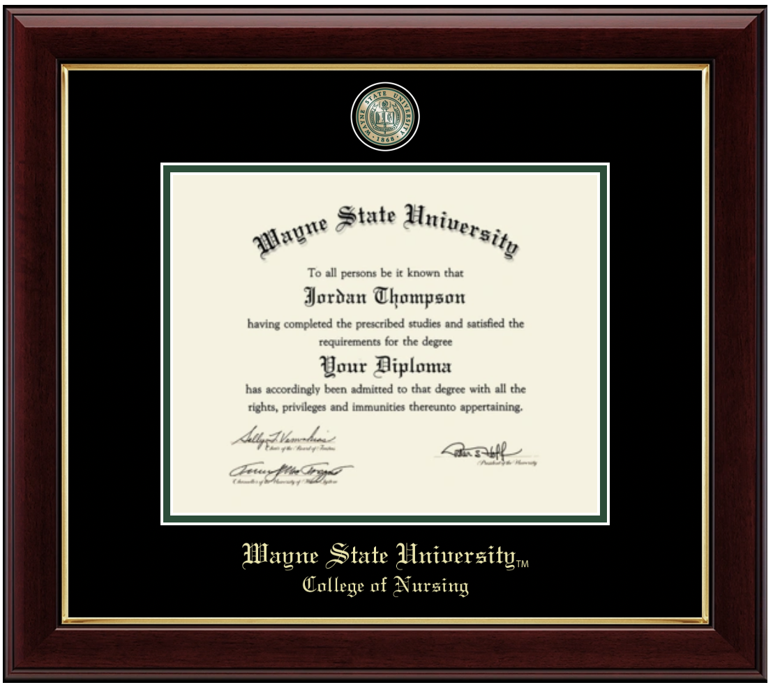 Wayne State University Masterpiece Diploma Frame in Gallery - College of Nursing