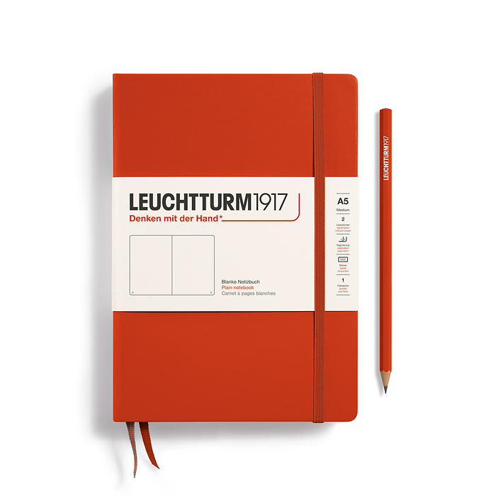 Leuchtturm 1917 Notebook, Medium A5, Hardcover, Fox Red, Plain