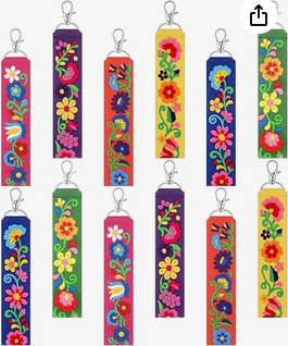 Floral Embroidery Keychain Set