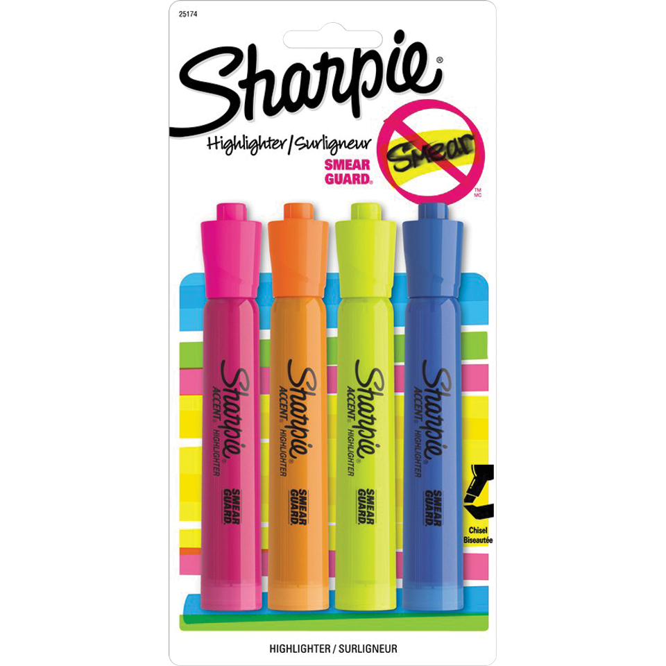 Sharpie Jumbo Tank Style Chisel Highlighter- Assorted 4pk