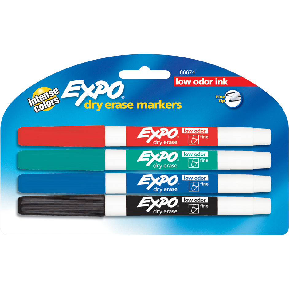Expo Fine Tip Dry Erase Markers- Assorted 4pk