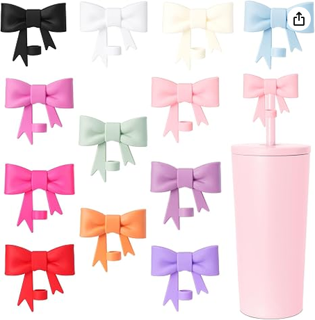 Assorted 8mm Silicone Classic Bow Straw Toppers