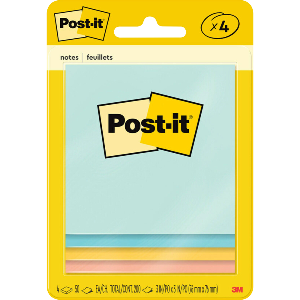 3M Post-it Sticky Notes 3x3 Multicolor 4pk