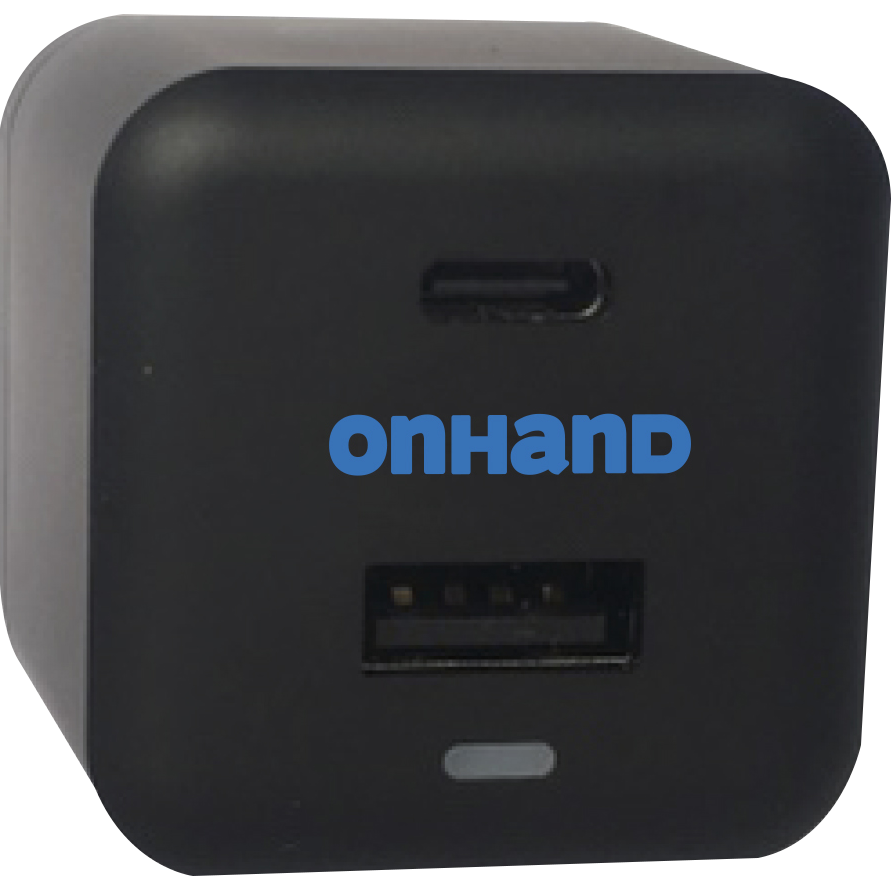 OnHand Dual-Port Wall Adapter 15W USB- A/USB-C, Black