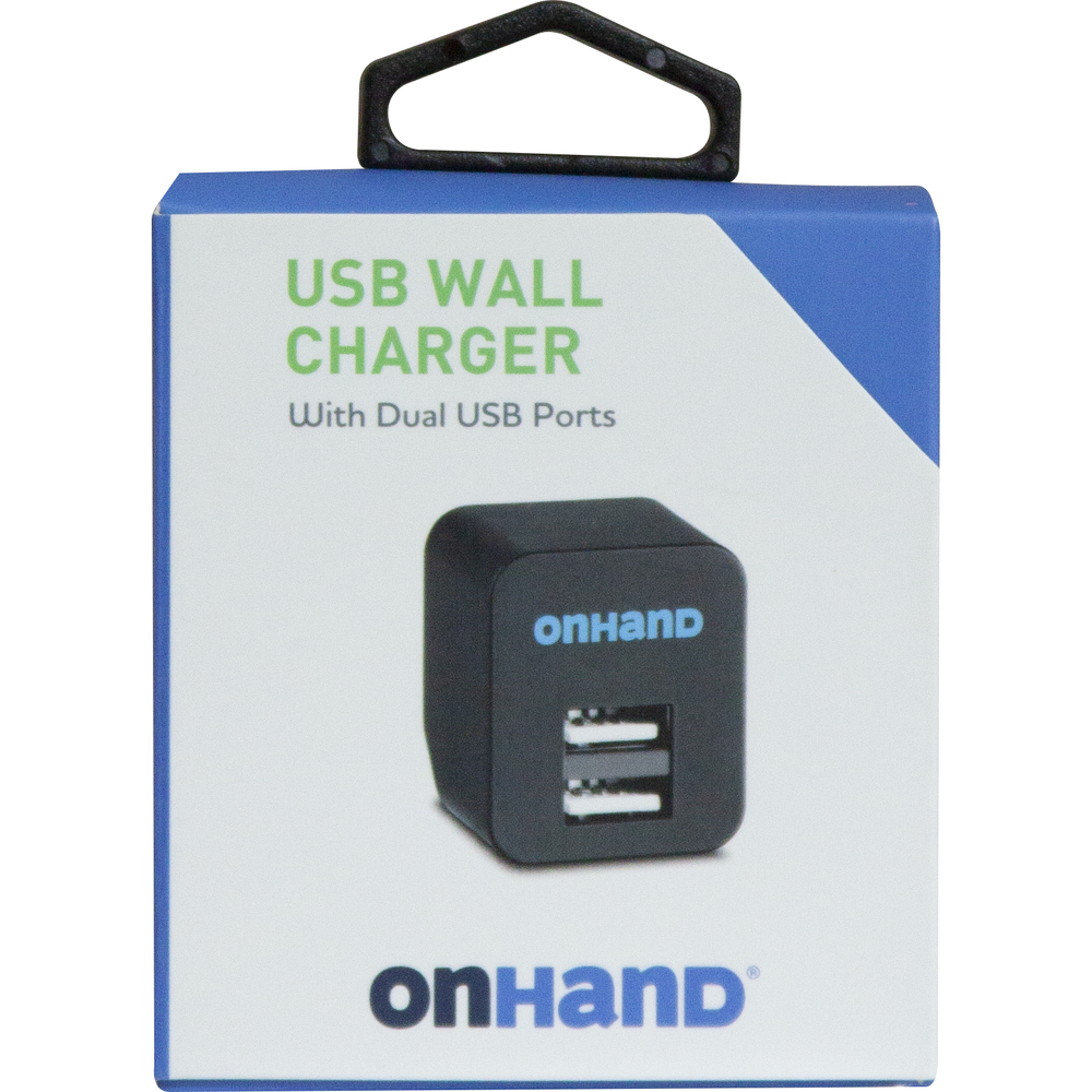 OnHand Dual-Port Wall Adapter 3.1A 2-Port BP USB-A, Black