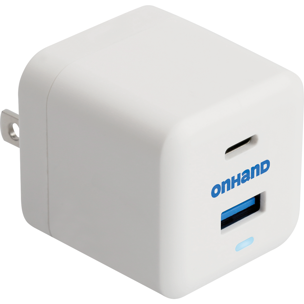 OnHand Dual Port USB-C/USB-A Wall Charger 30W, White