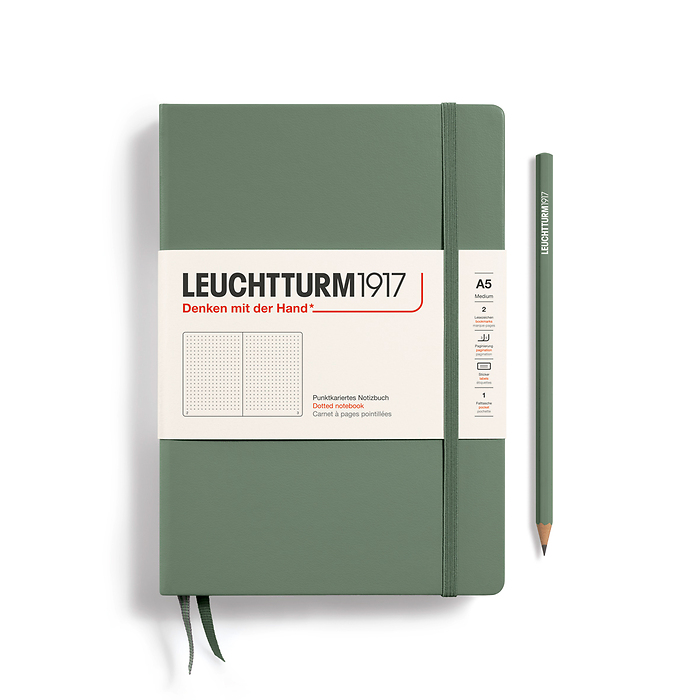 Leuchtturm 1917 Notebook, Medium A5, Hardcover, Olive, Ruled
