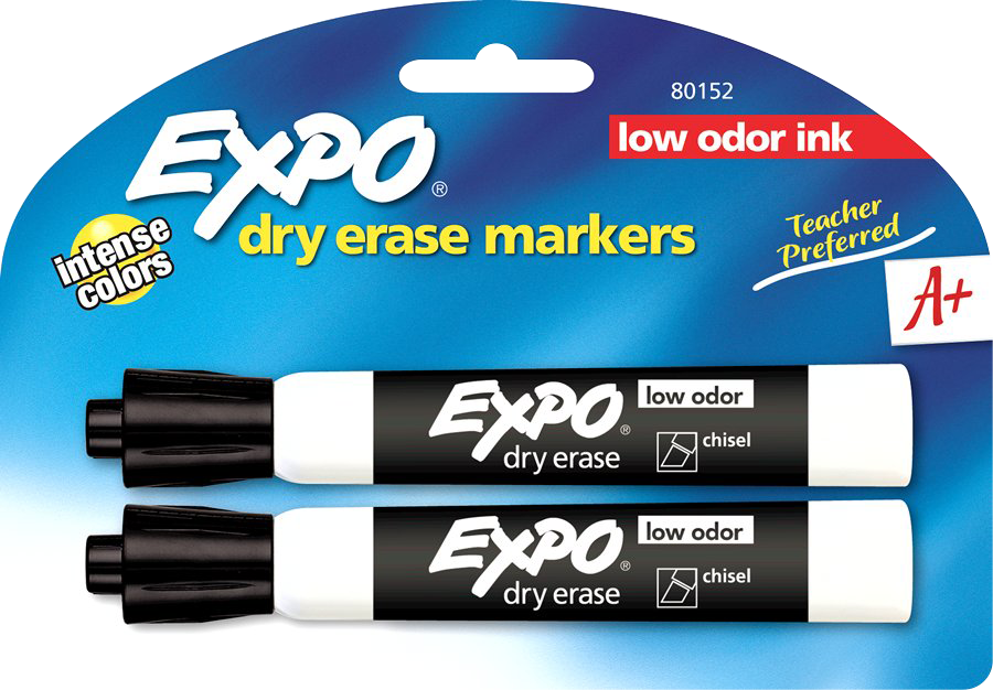 Expo Low Odor Dry Erase Marker Black Chisel 2Pk