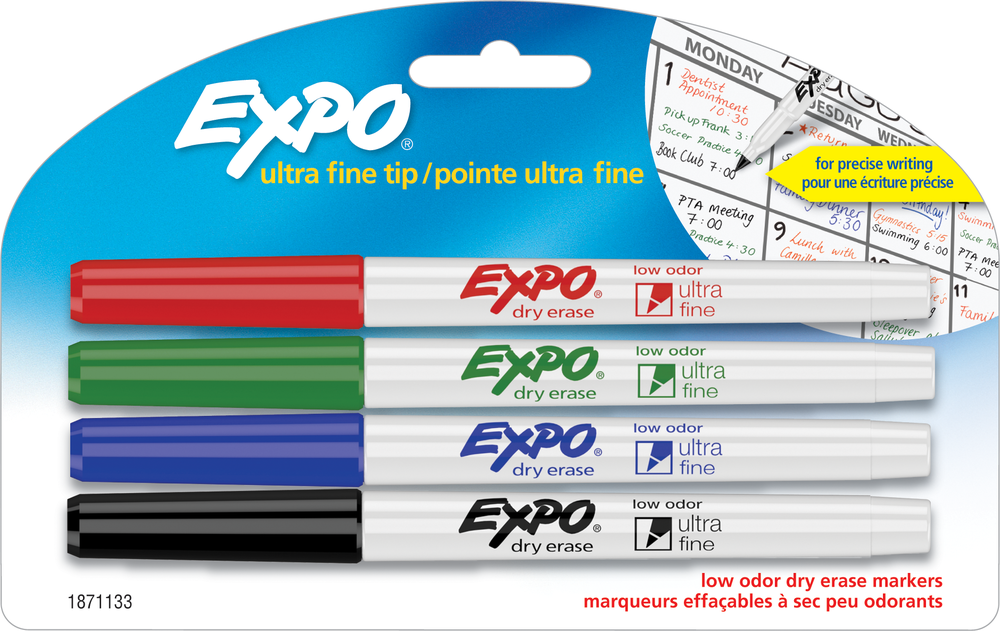 Expo Low Odor Dry Erase Marker Ultra Fine 4Pk