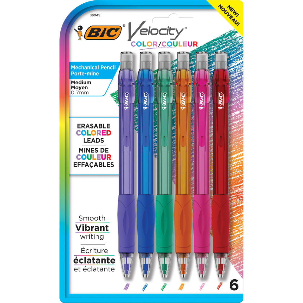 BIC Velocity Mechanical Pencil 0.7mm Colored Leads- 6pk