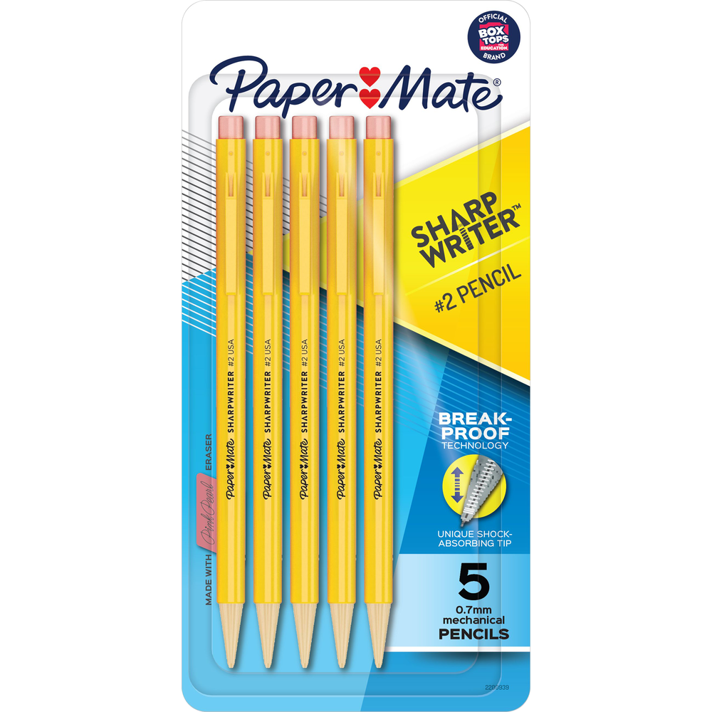 Paper Mate Sharpwriter Mechanical Pencil 0.7mm Yellow- 5pk