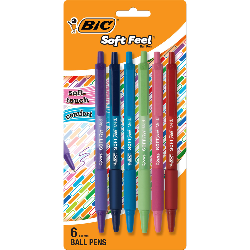 BIC Soft Feel Retractable Ballpoint Pen 1.0mm Fashion Colors- 6pk