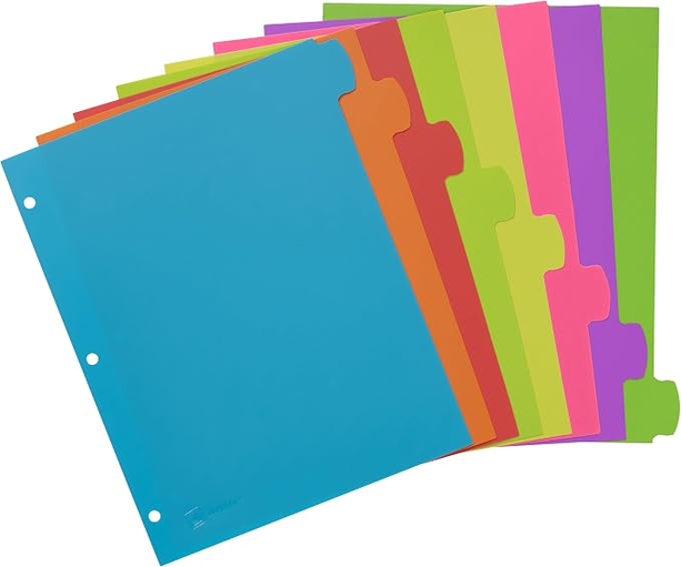 Write & Erase 8 Tabs Plastic Divider for 3 Ring Binders