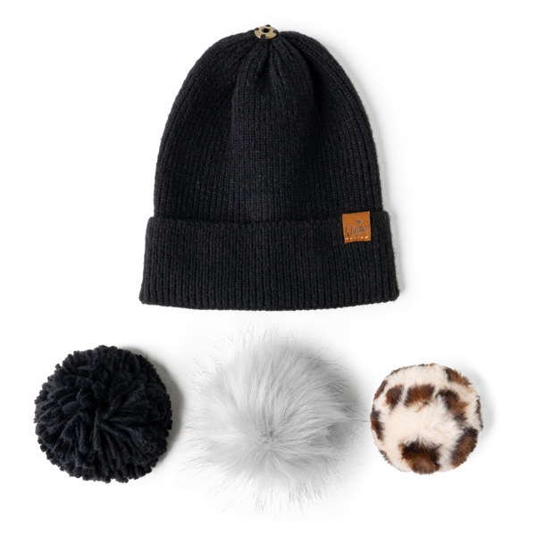 Britt's Knits Snap To It Mix & Match Pom Hat- Black