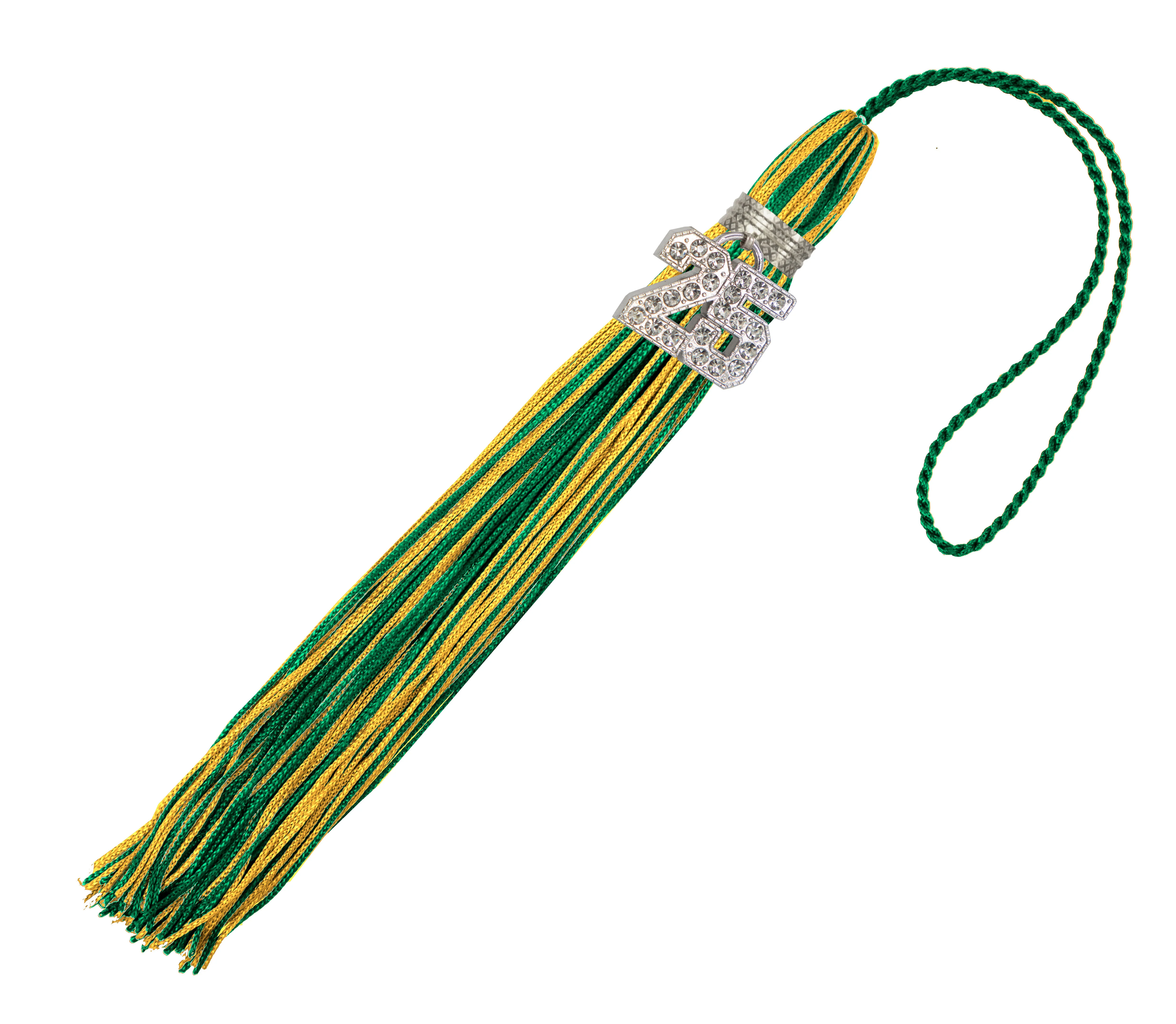 Bling 2025 Green/Gold Graduation Tassel- Deluxe