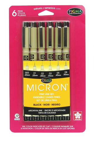 Pigma Black Micron Set of 6