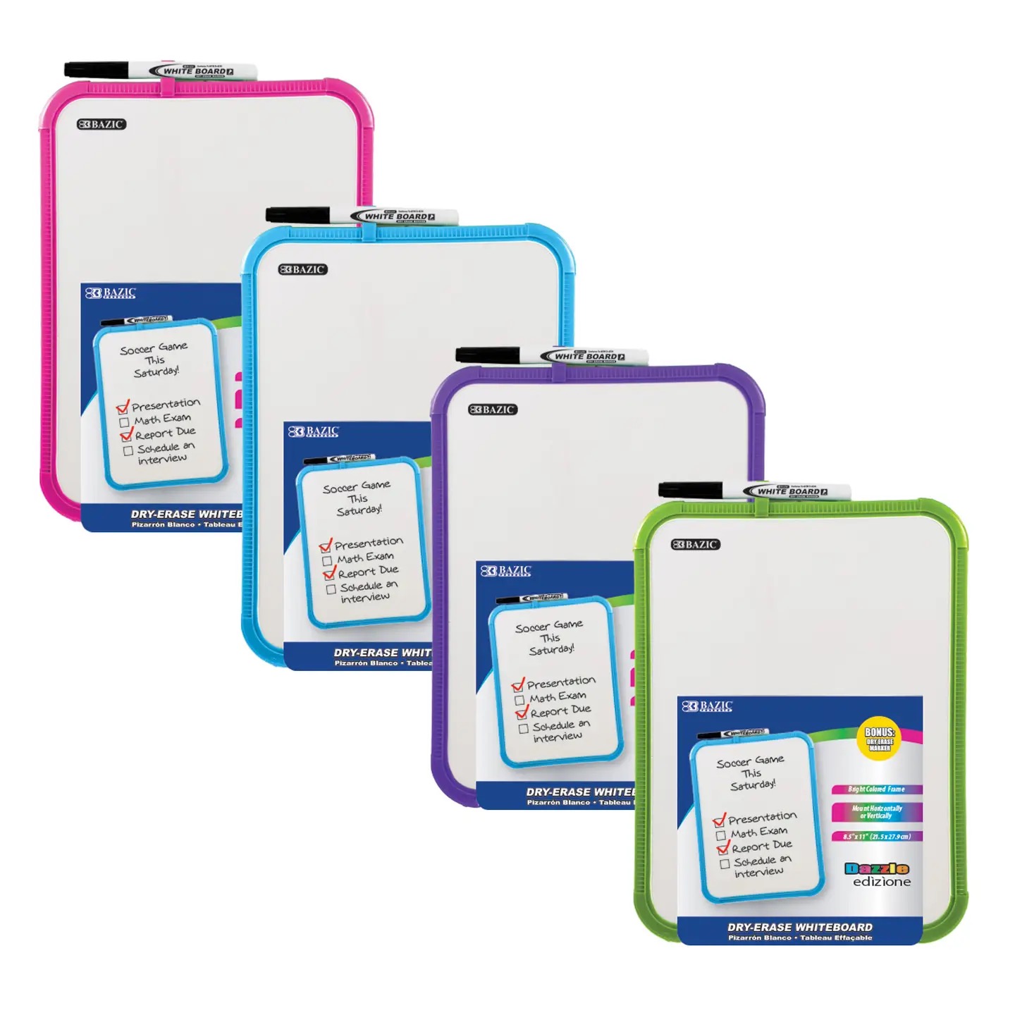 Dry Erase Board 8.5" X 11" w/ Marker - Asst. Color