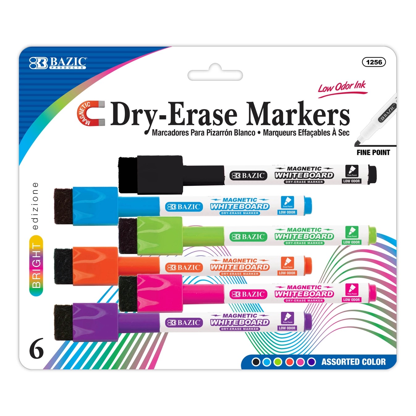 Magnetic Bright Color Dry-Erase Markers 6pk