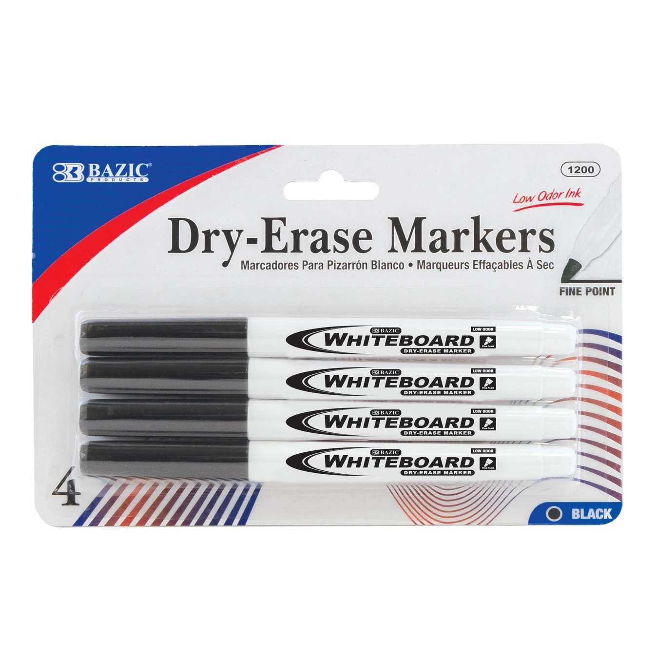 Fine Tip Black Dry-Erase Marker 4pk