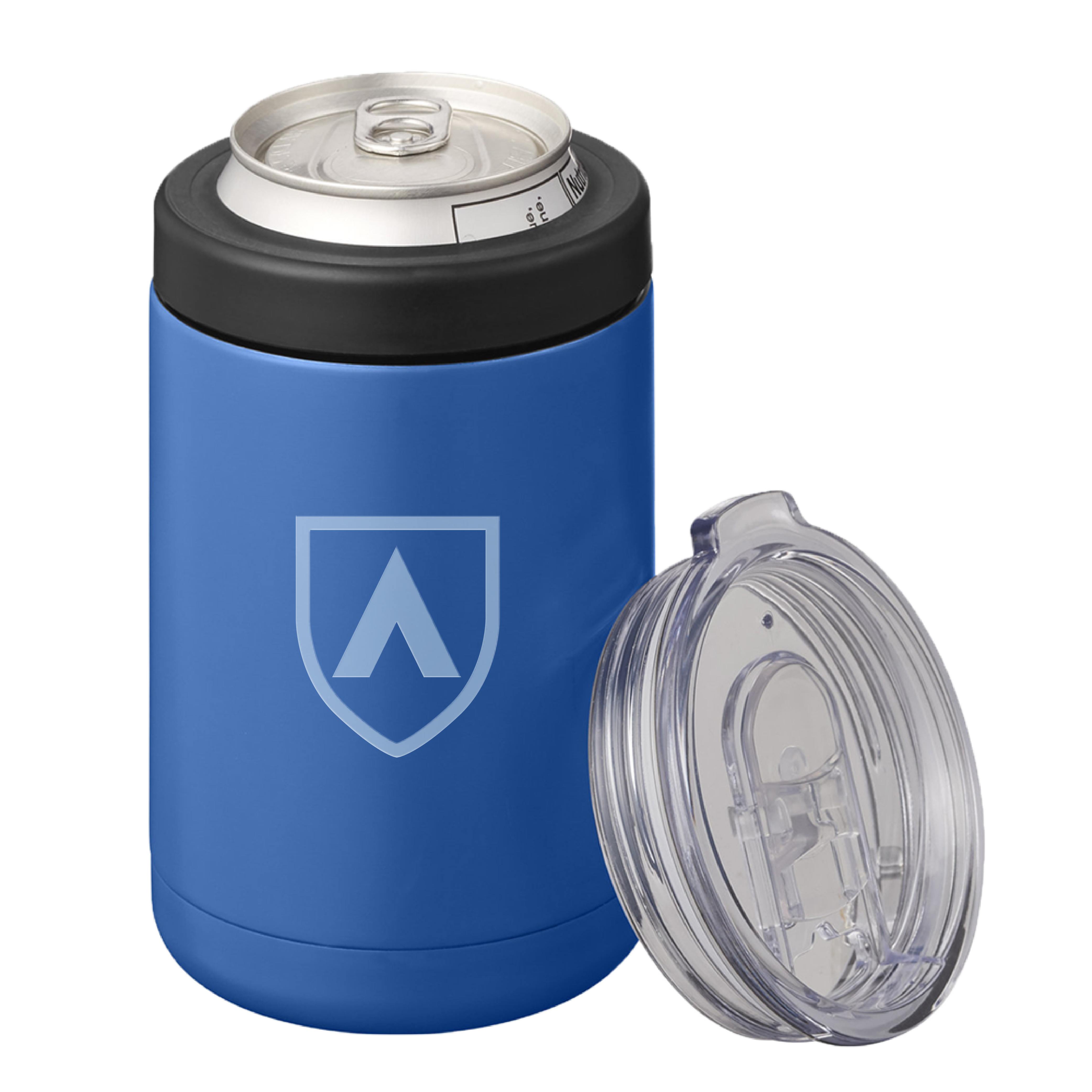 Aiken Technical 2 in 1 Royal Can Cooler Tumbler 12oz Aiken Technical College Shield Engraved