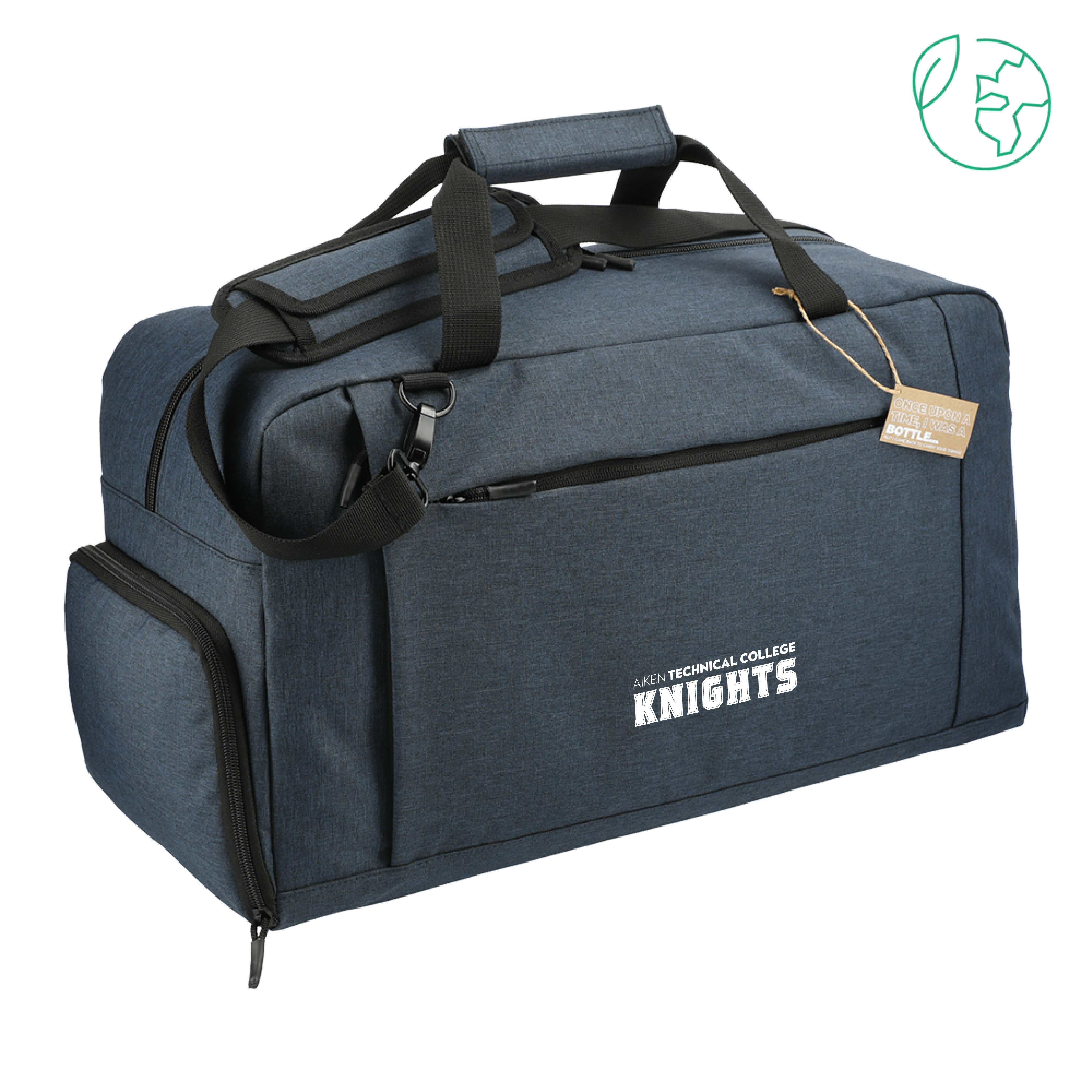 Aiken Technical Aft Recycled PET 21 Inch Navy Duffel Aiken TC Knights Wordmark
