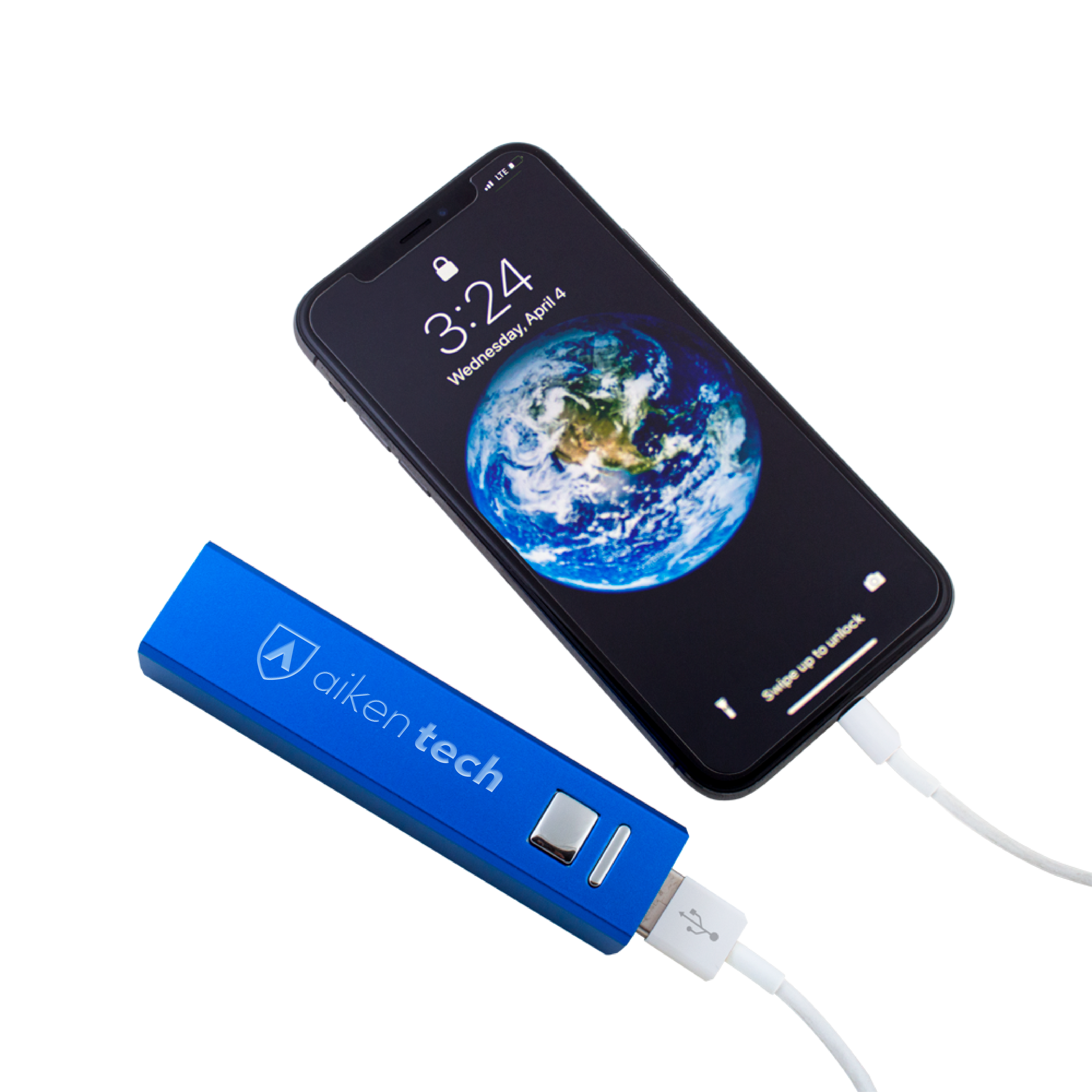 Aiken Technical Aluminum Blue Power Bank Aiken Technical College Secondary Mark Flat Engraved