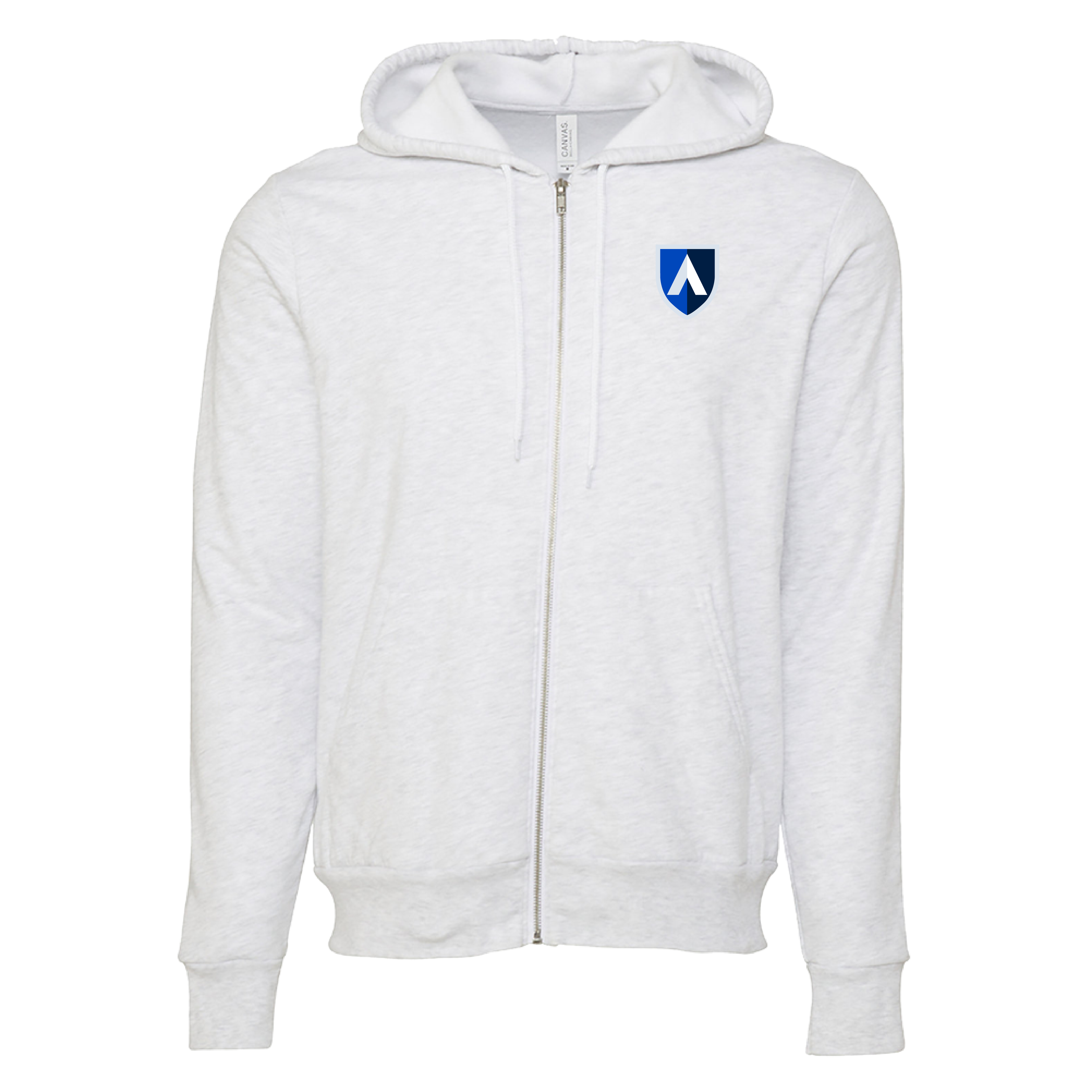 Aiken Technical Bella + Canvas Ash Grey Full Zip Hood Aiken Technical College Shield