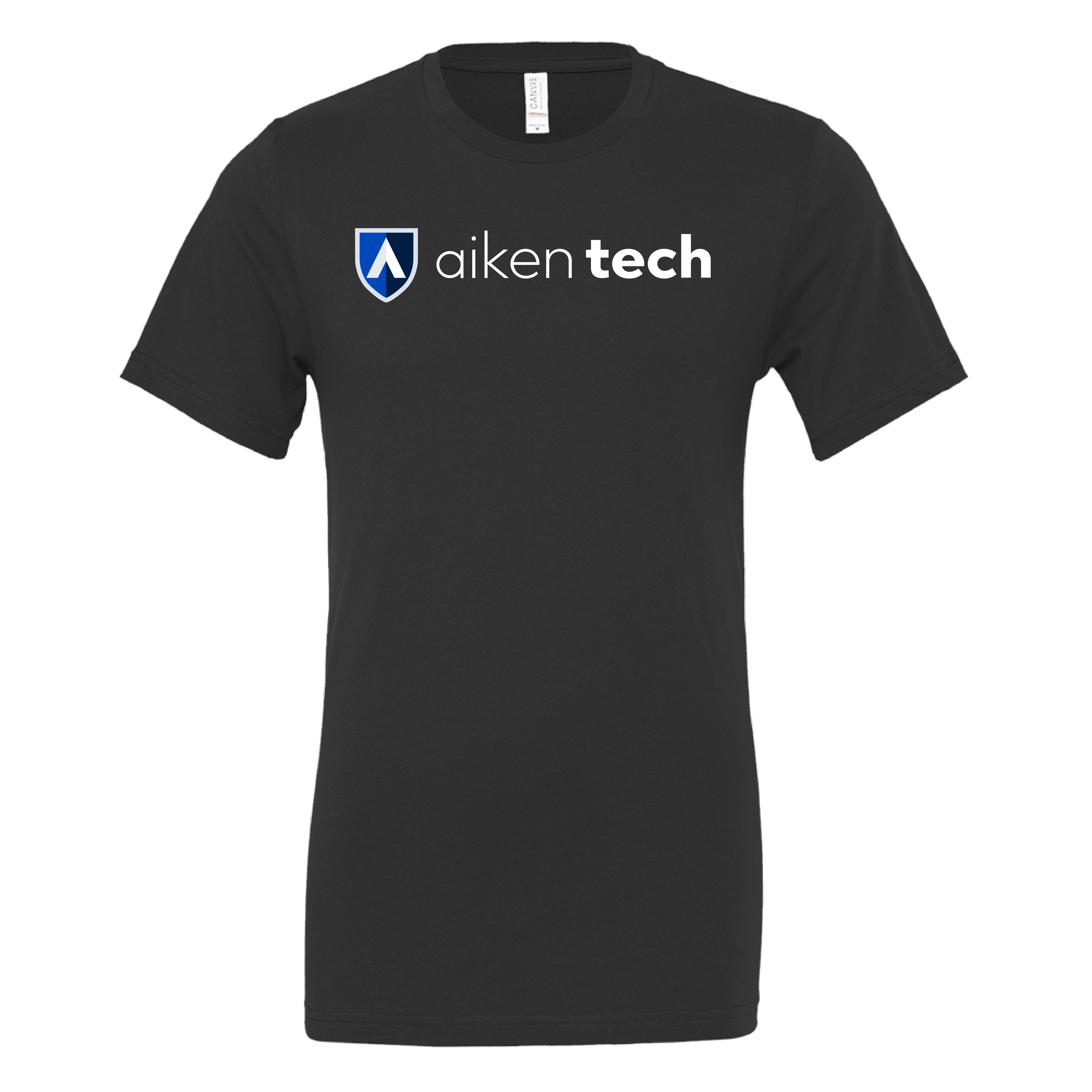 Aiken Technical Bella + Canvas Black Jersey Cotton T Shirt ATC Secondary Mark Flat