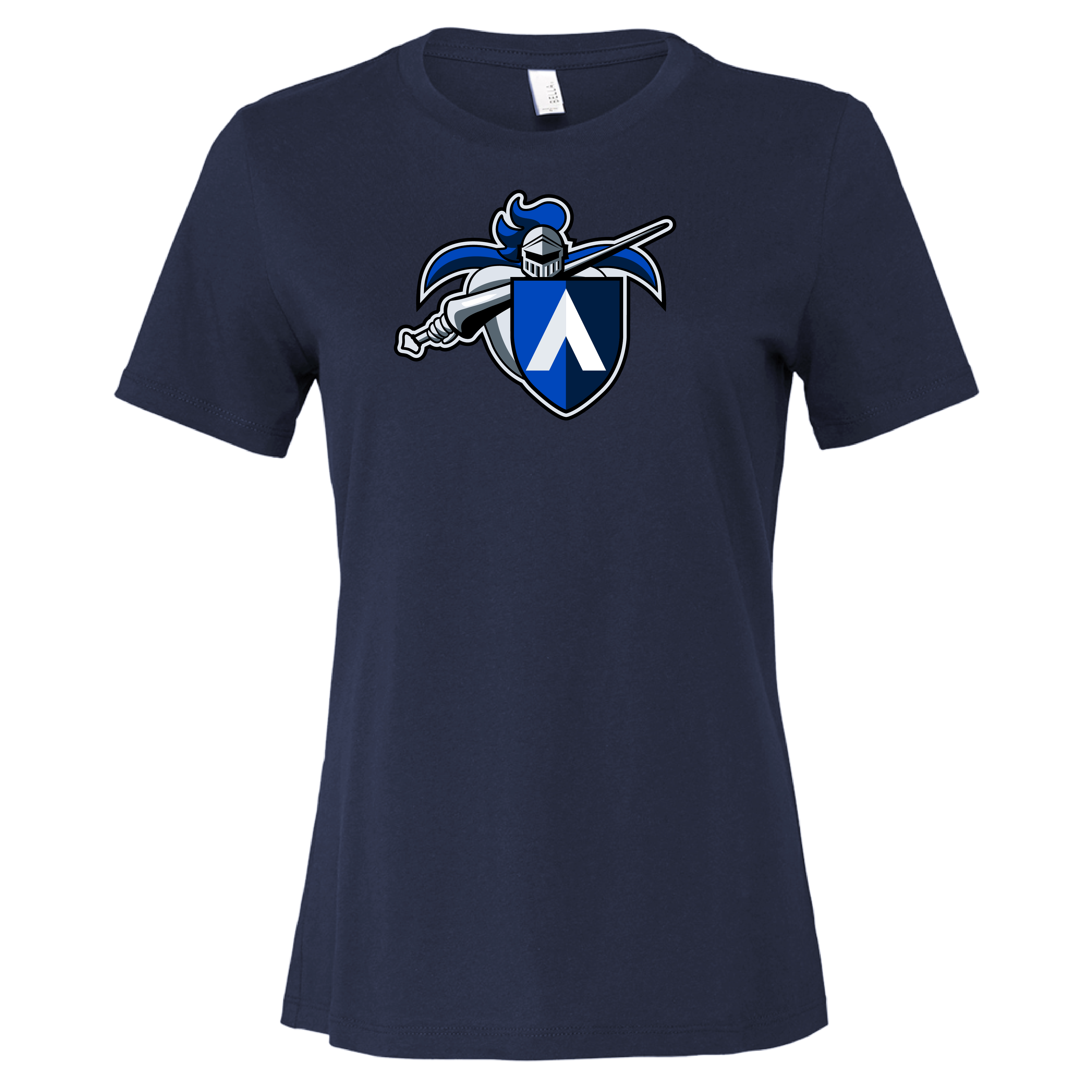 Aiken Technical Bella + Canvas Womens Navy Relaxed Cotton T Shirt Aiken Tech Knight