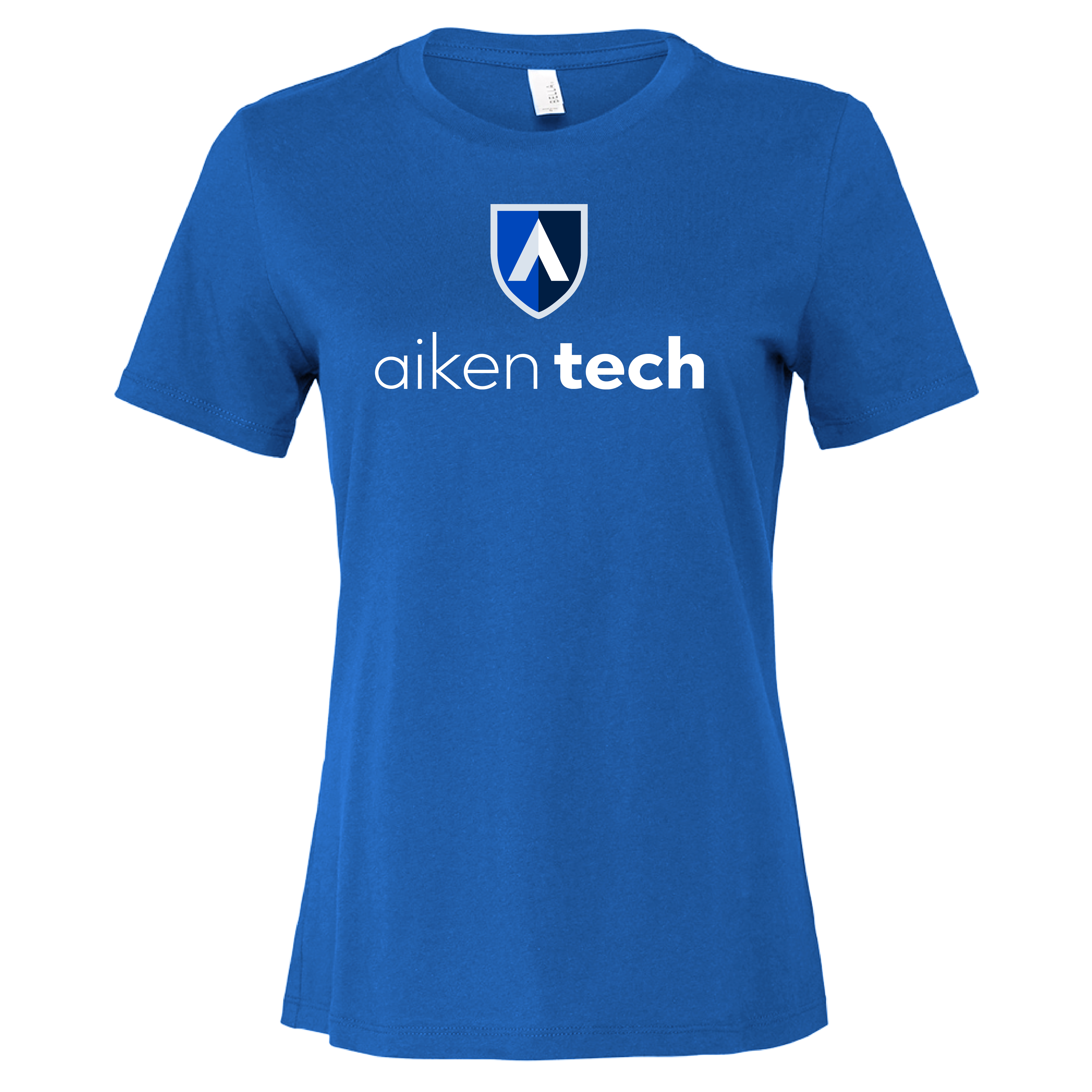 Aiken Technical Bella + Canvas Womens Royal Relaxed Cotton T Shirt ATC Secondary Mark Stacked