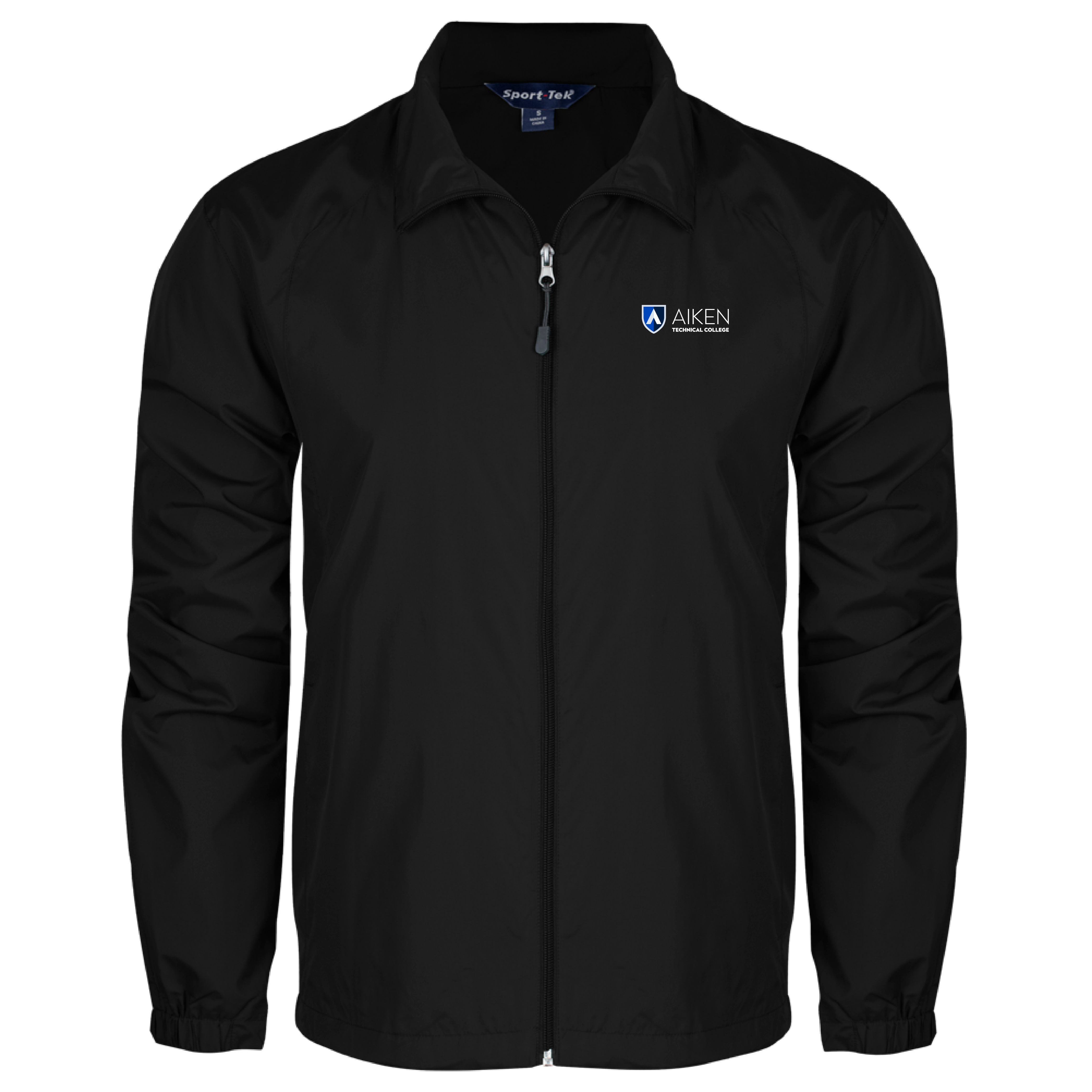 Aiken Technical Black Full Zip Wind Jacket Aiken Technical College Primary Mark Stacked