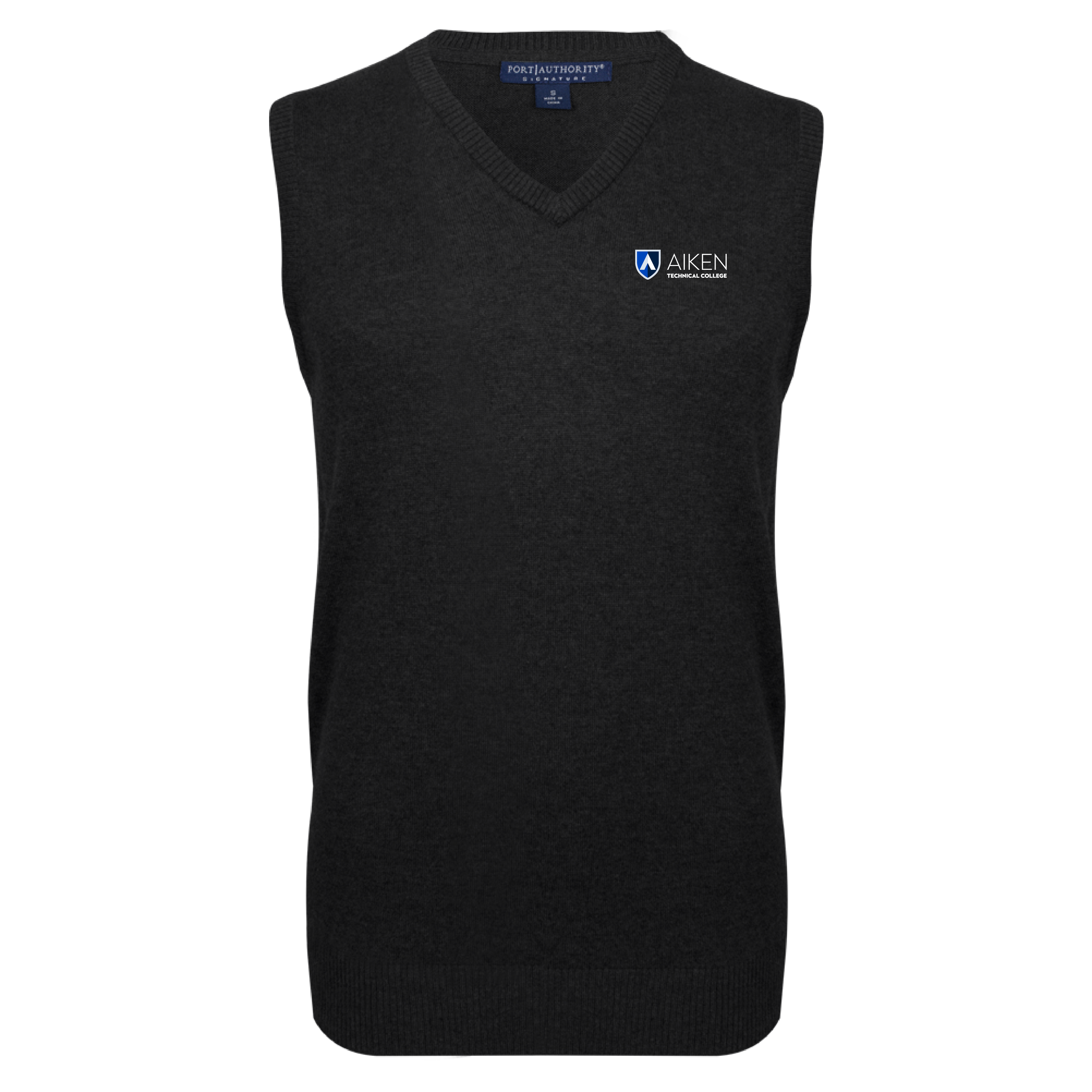 Aiken Technical Black VNeck Sweater Vest Aiken Technical College Primary Mark Stacked