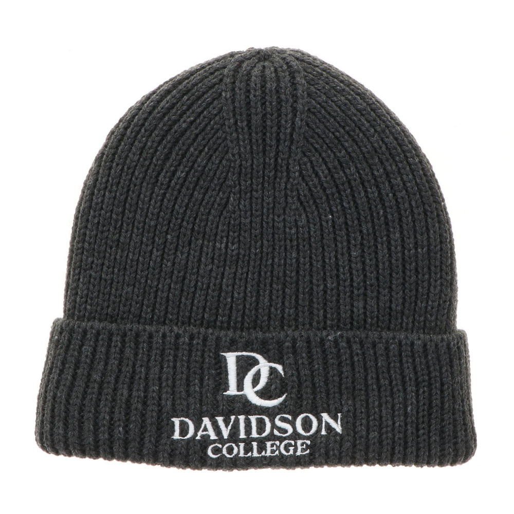 Davidson College Ribbed Cuff Charcoal Beanie