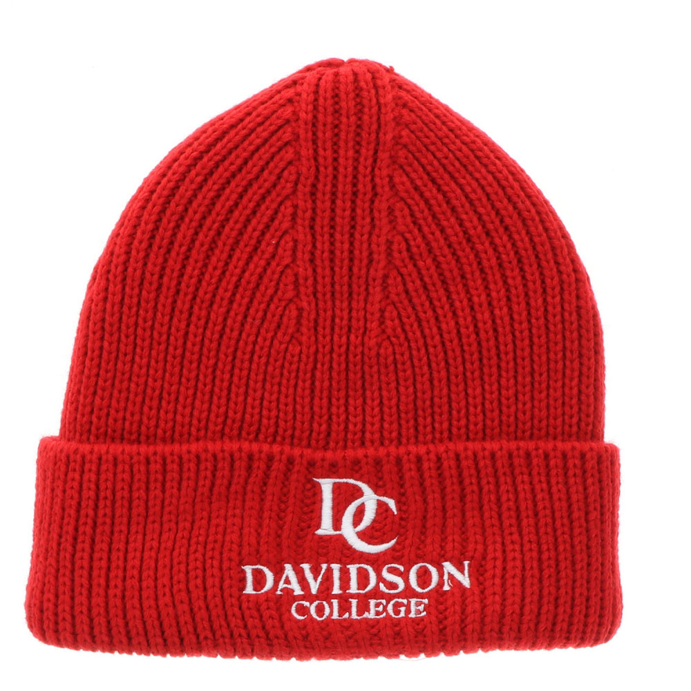 Davidson College Ribbed Cuff Red Beanie