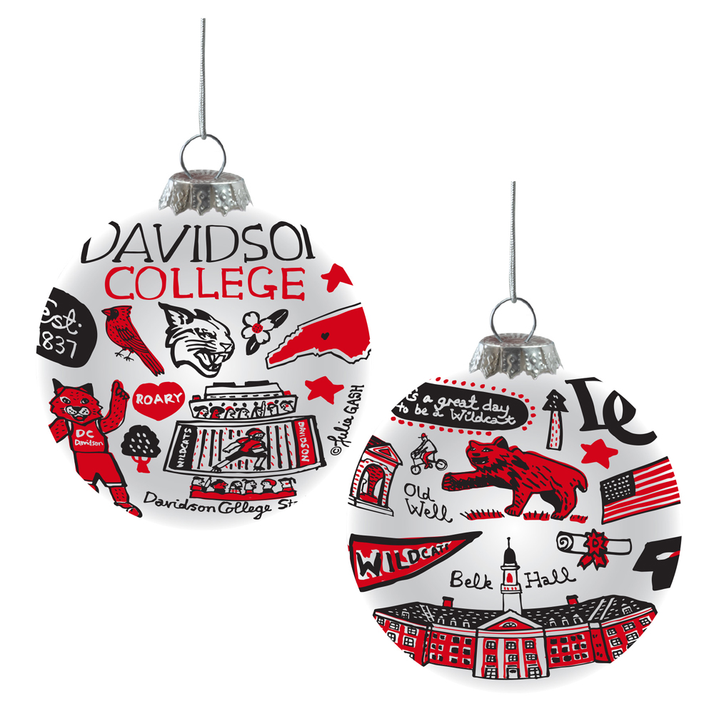 Julie Gash Davidson College Glass Ornament