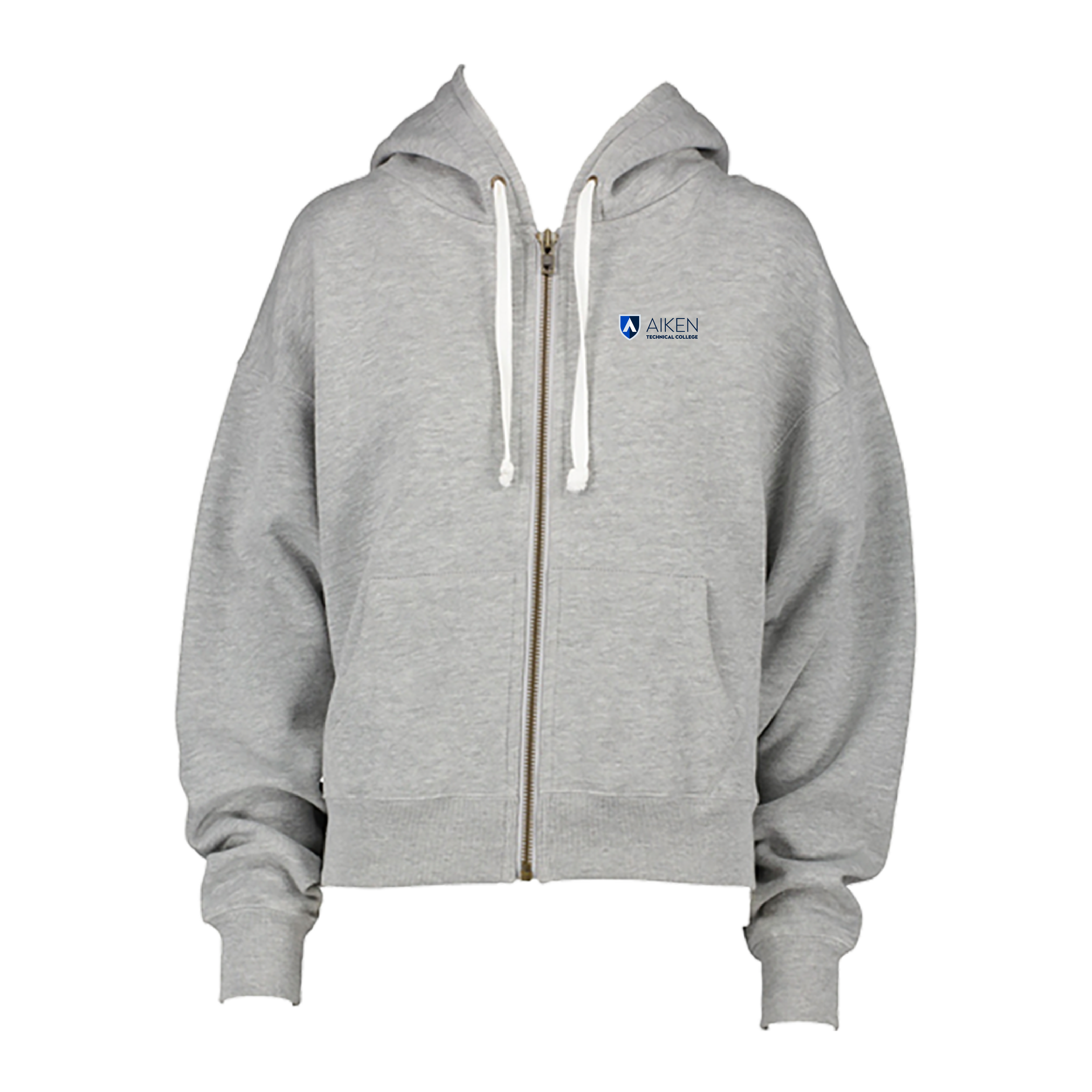 Aiken Technical ENZA Womens Grey Boxy Full Zip Hood Aiken Technical College Primary Mark Stacked