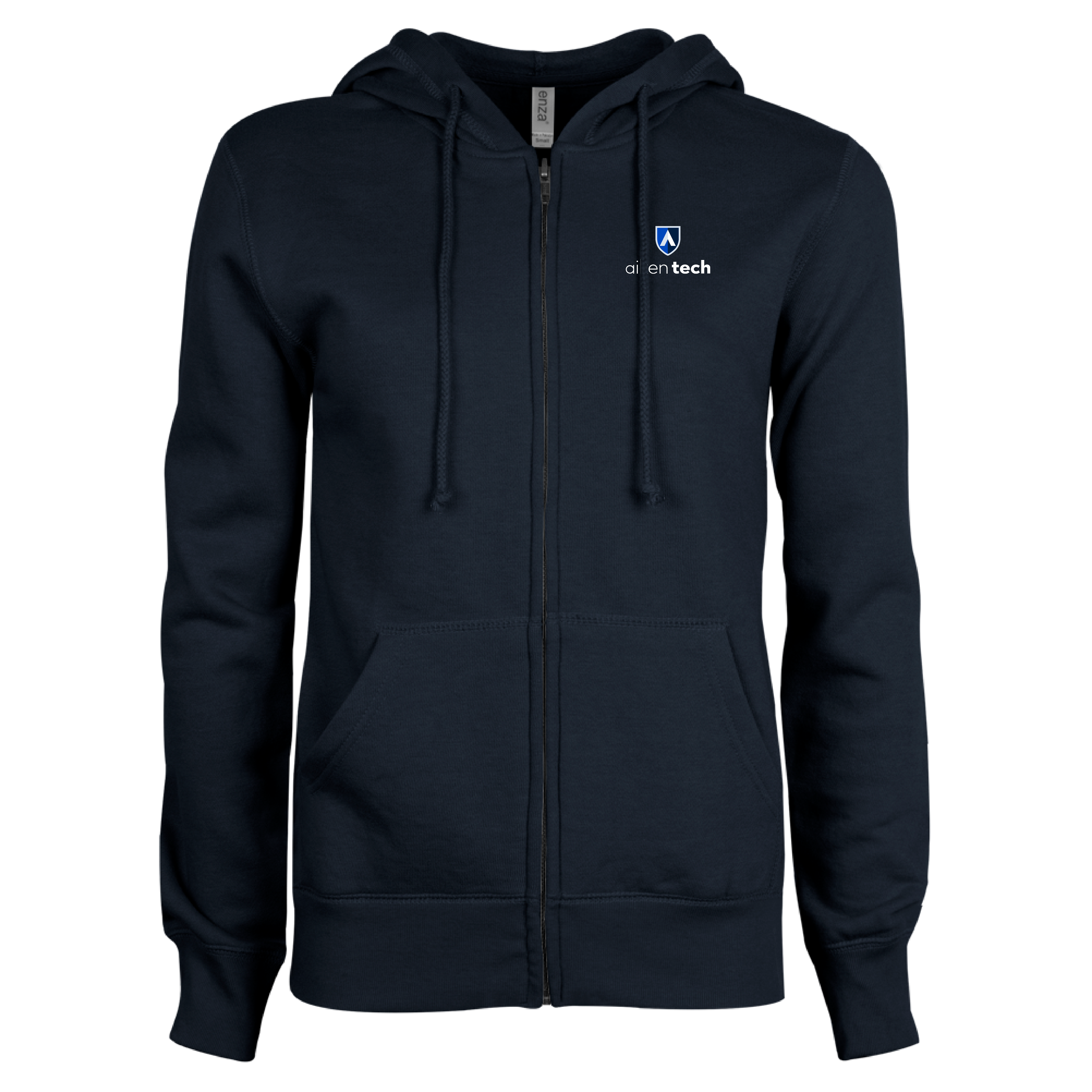 Aiken Technical ENZA Womens Navy Fleece Full Zip Hoodie ATC Secondary Mark Stacked
