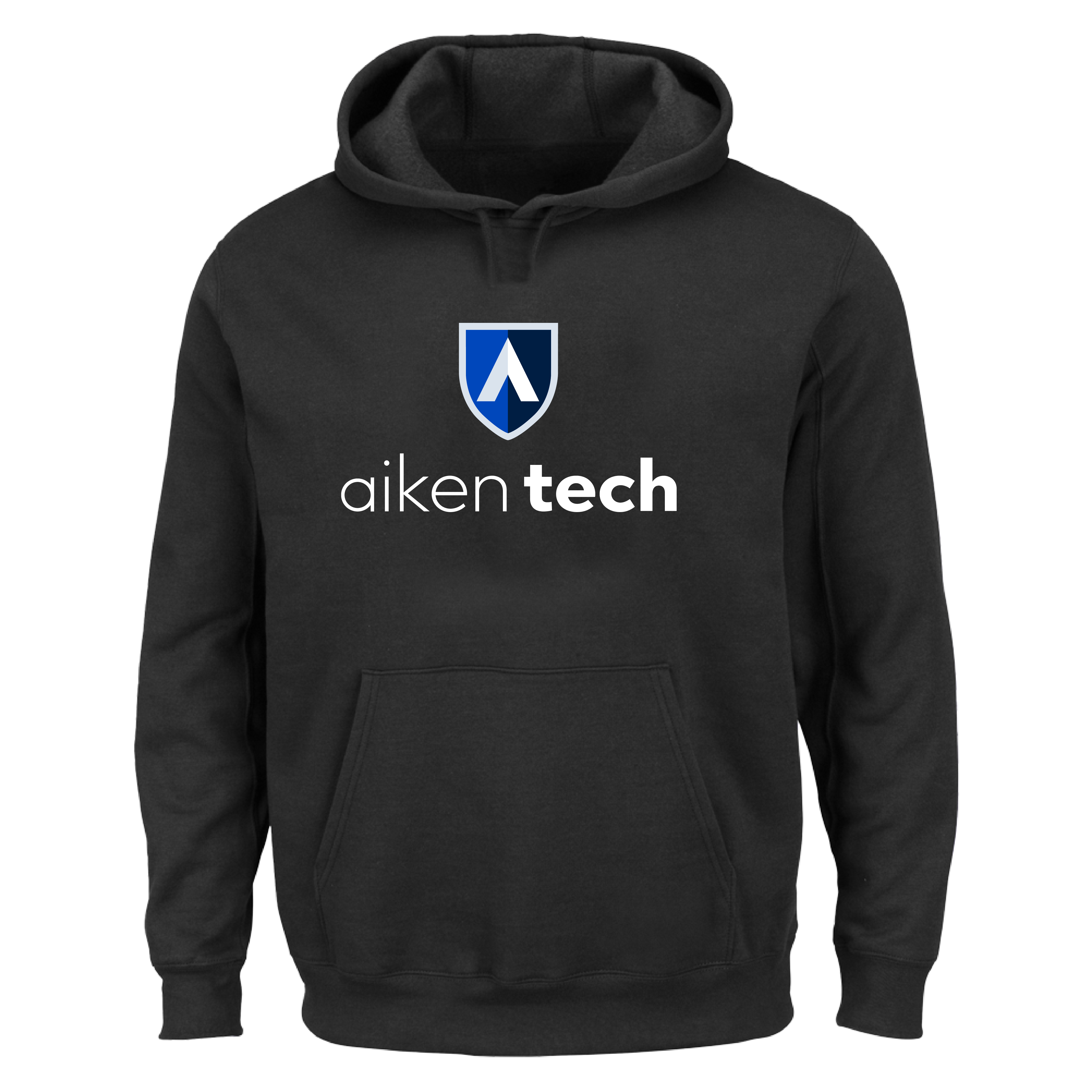 Aiken Technical Extended Black Hoodie Aiken Technical College Secondary Mark Stacked