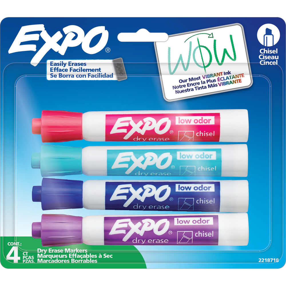 Expo Low Odor Dry Erase Chisel Markers- Vibrant Assorted 4pk