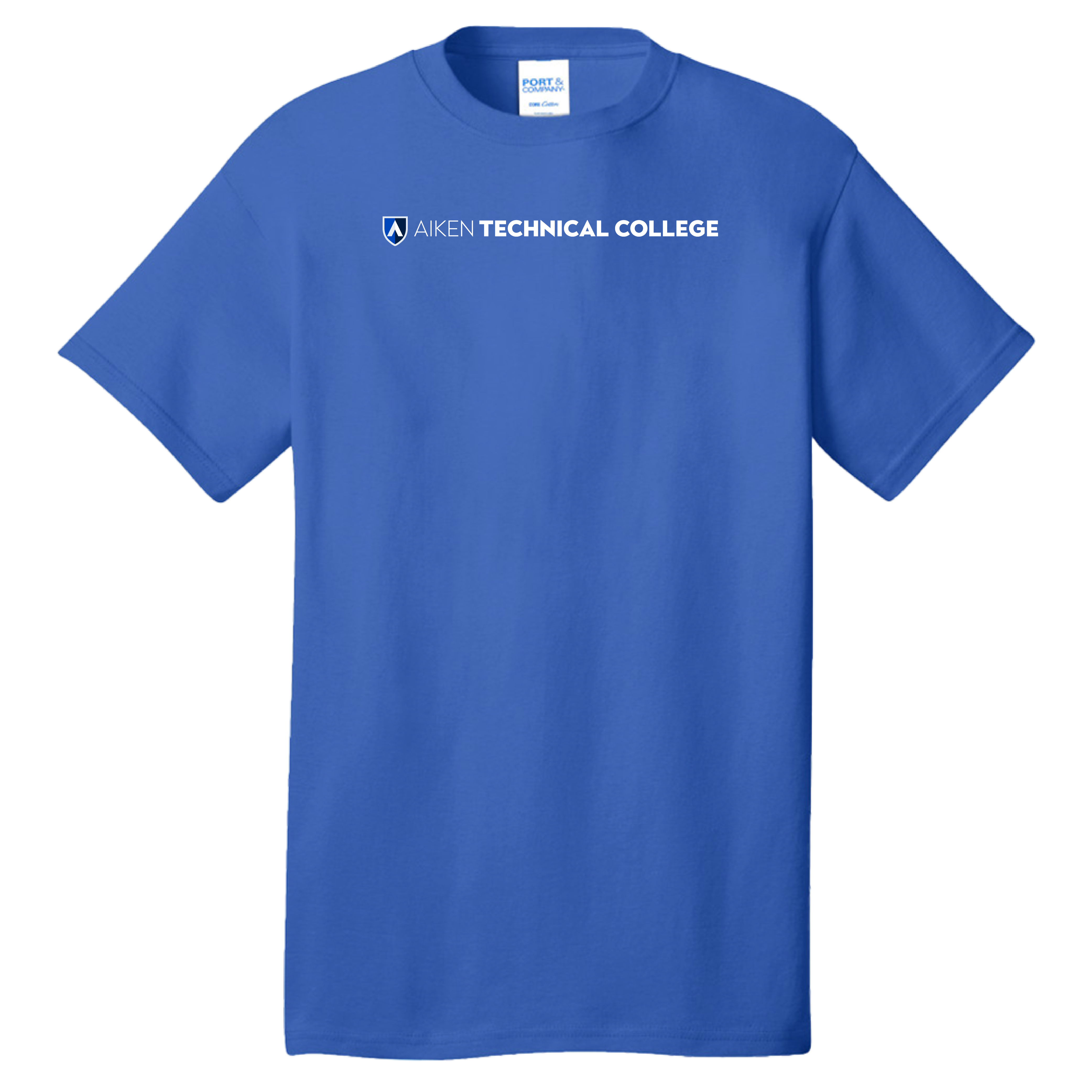 Aiken Technical Extended Royal T Shirt Aiken Technical College Primary Mark Flat