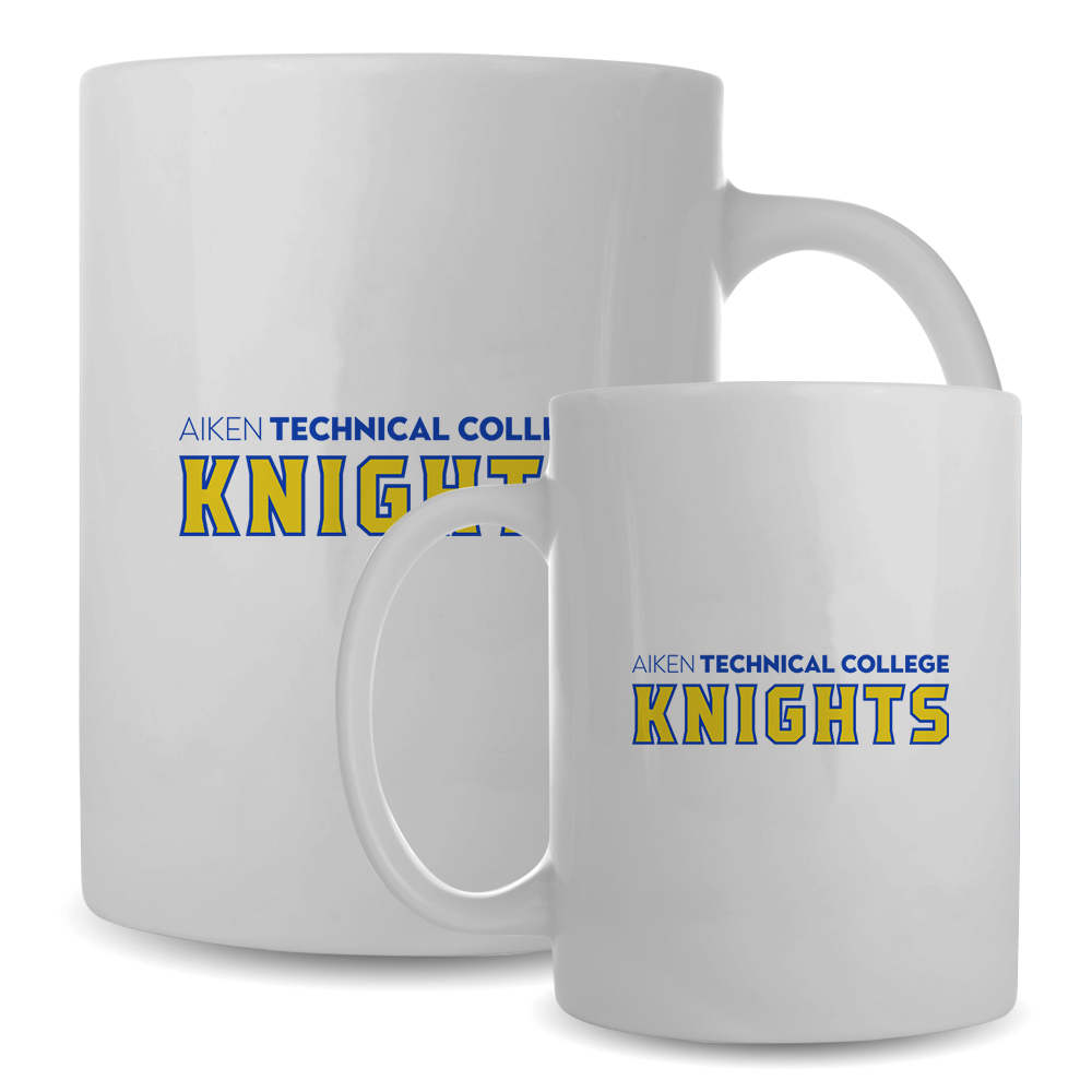 Aiken Technical Full Color White Mug 15oz Aiken TC Knights Wordmark