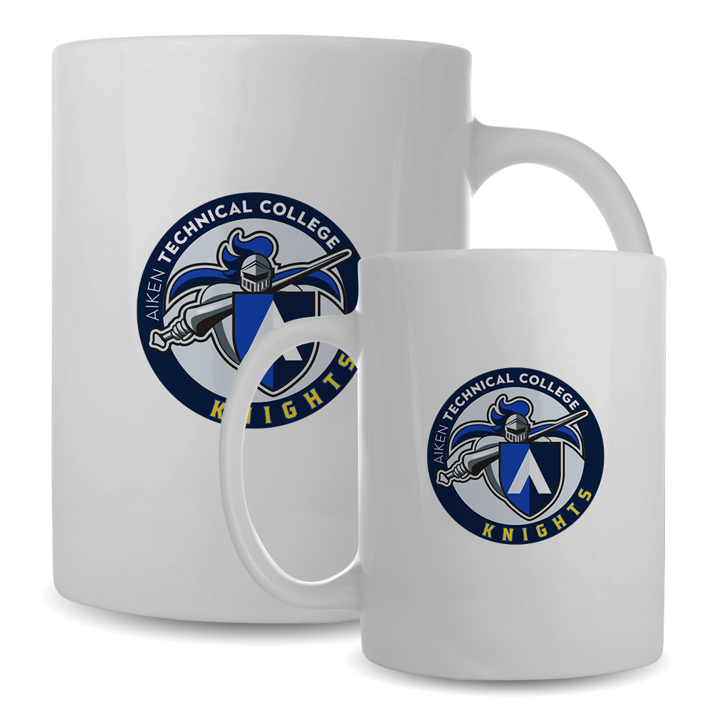 Aiken Technical Full Color White Mug 15oz Aiken Technical College Knights Emblem