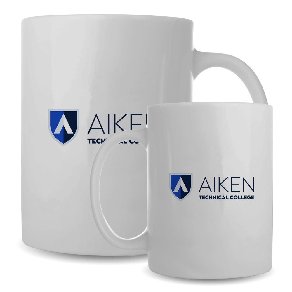Aiken Technical Full Color White Mug 15oz Aiken Technical College Primary Mark Stacked