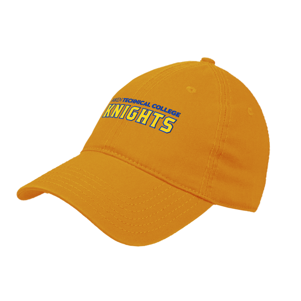 Aiken Technical Gold Unstructured Adjustable Low Profile Hat Aiken TC Knights Wordmark