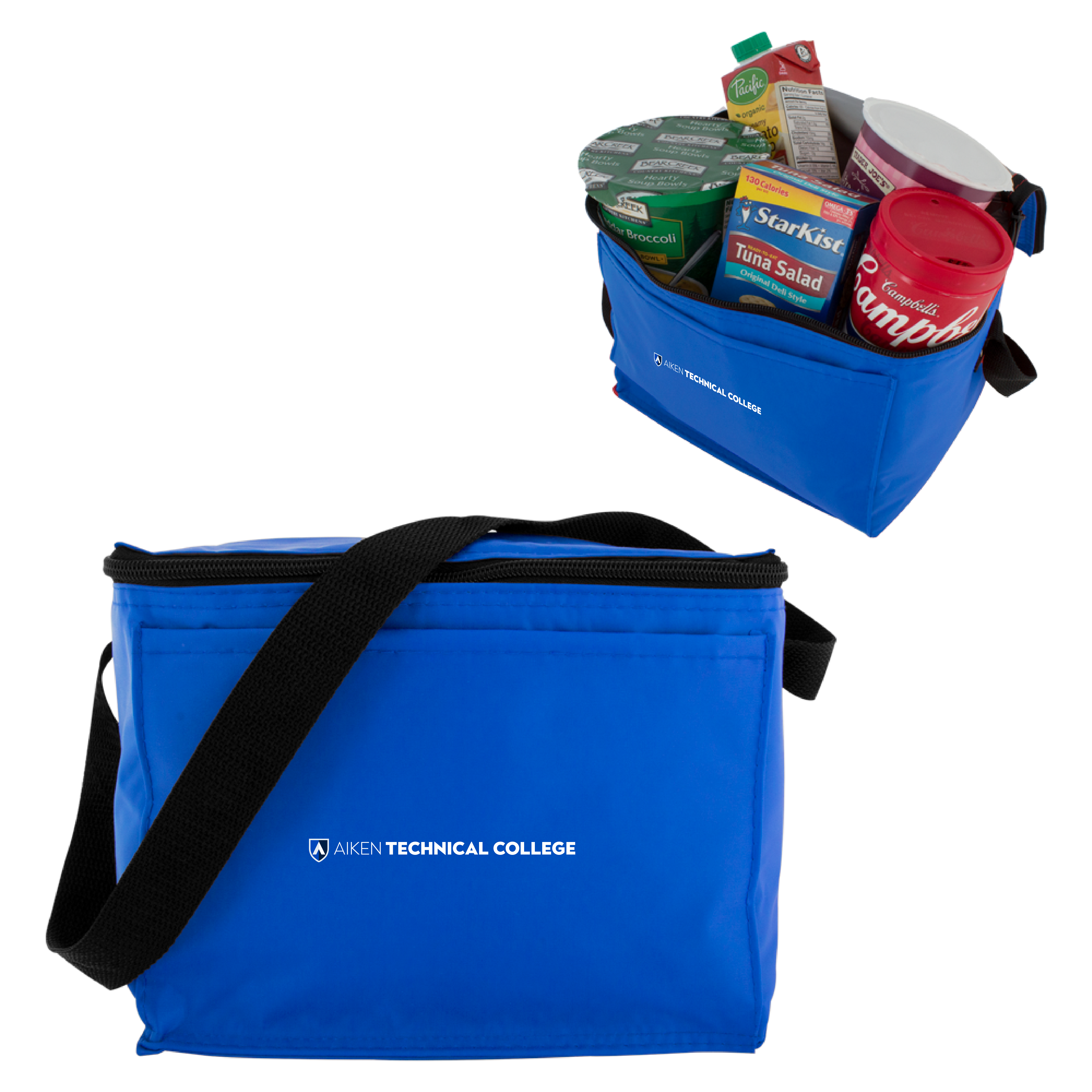 Aiken Technical Six Pack Royal Cooler Aiken Technical College Primary Mark Flat